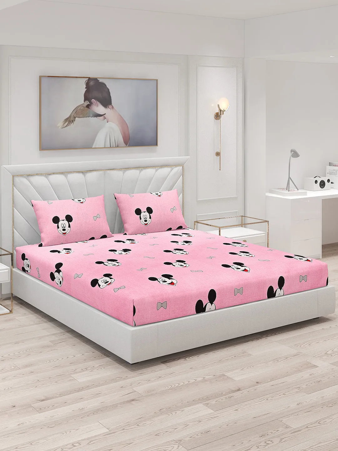 120 GSM  Polyester Double Bed Bedsheet with 2 Pillow Covers