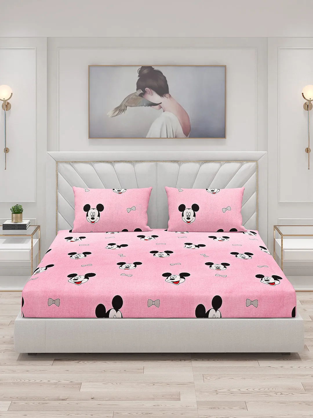 120 GSM  Polyester Double Bed Bedsheet with 2 Pillow Covers