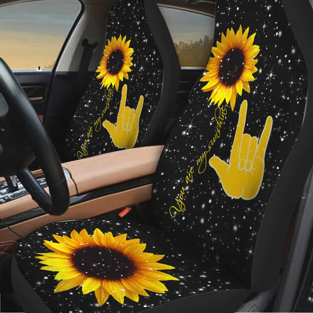 3D All Over Print Sunflower Car Seat Cover, You Are My Sunshine, Front Car Seat Covers