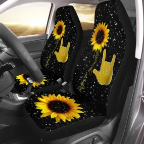 3D All Over Print Sunflower Car Seat Cover, You Are My Sunshine, Front Car Seat Covers