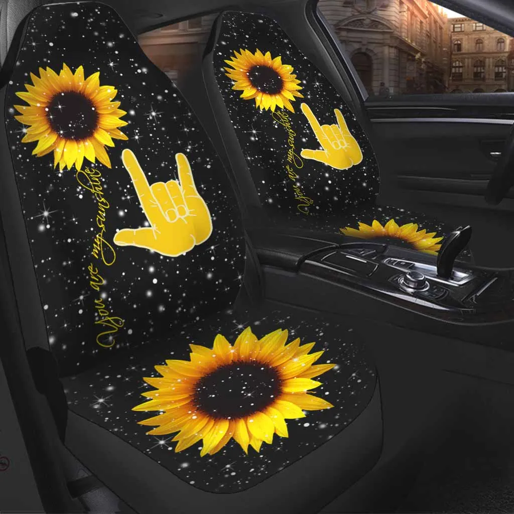 3D All Over Print Sunflower Car Seat Cover, You Are My Sunshine, Front Car Seat Covers