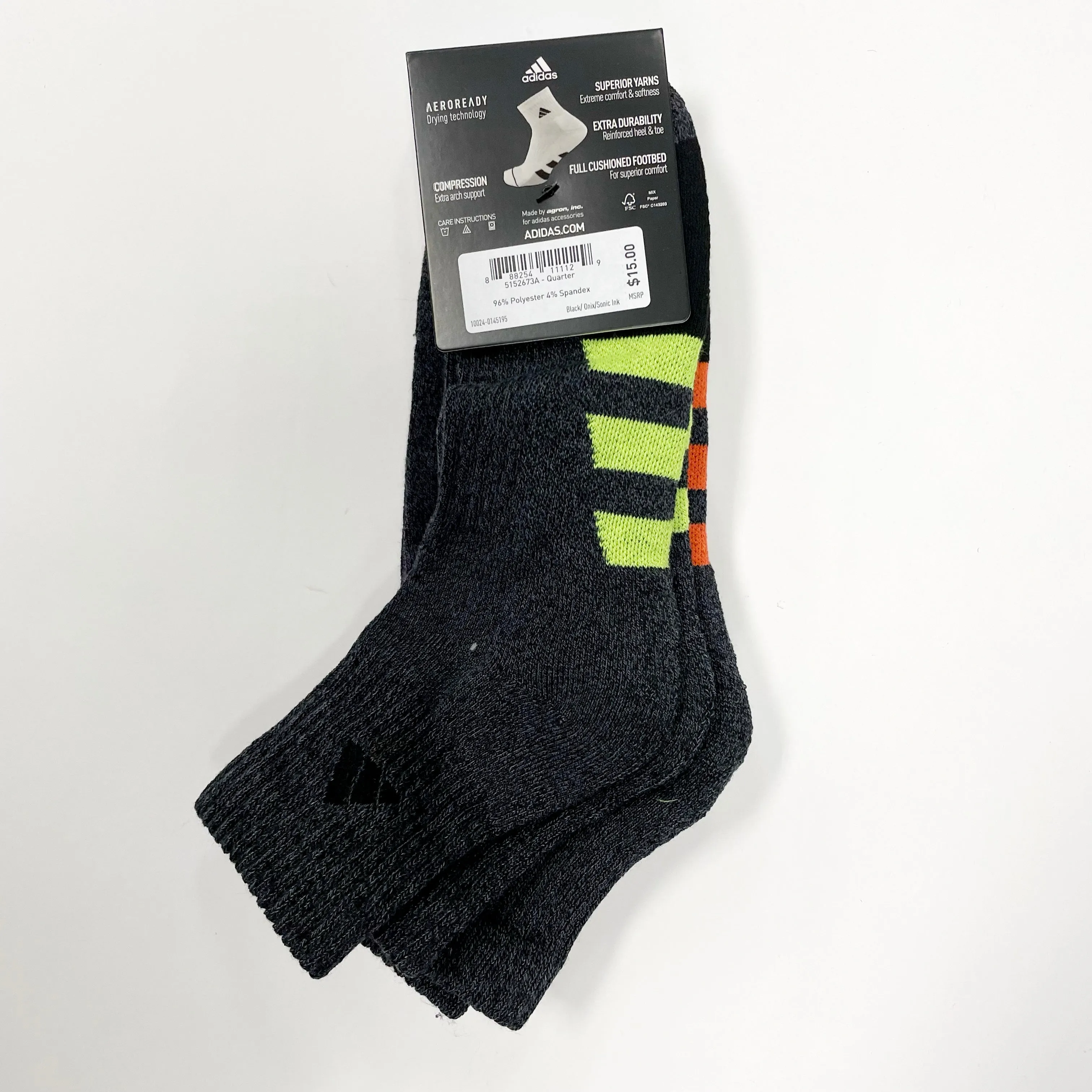 Adidas Men's Cushion quarter-cut 3 pairs socks