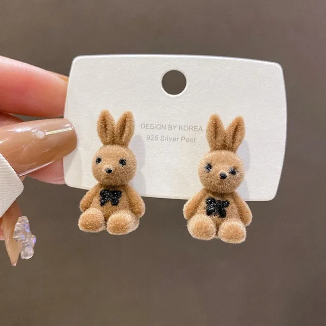 Adorable Plush Bunny Stud Earrings