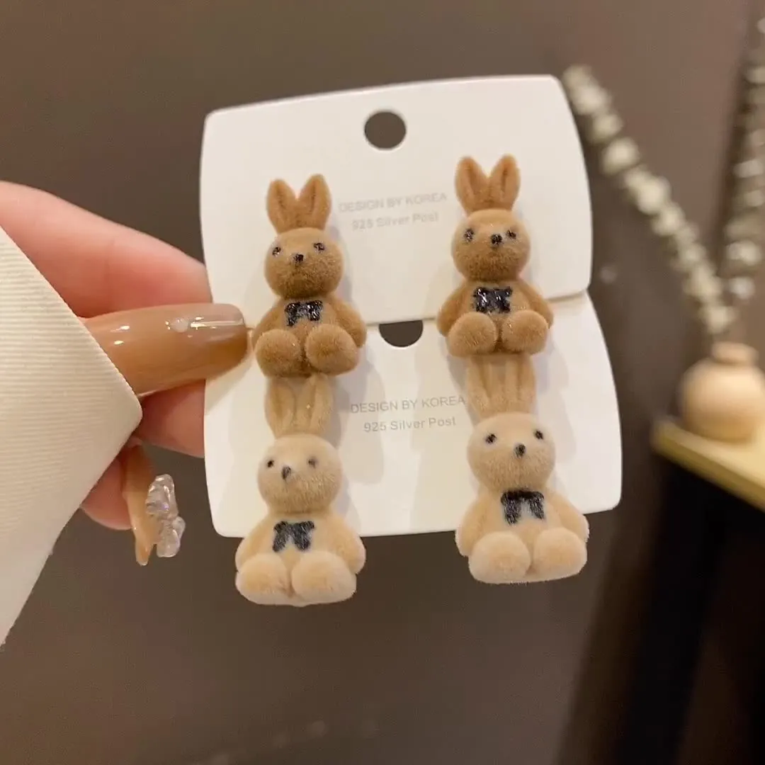 Adorable Plush Bunny Stud Earrings