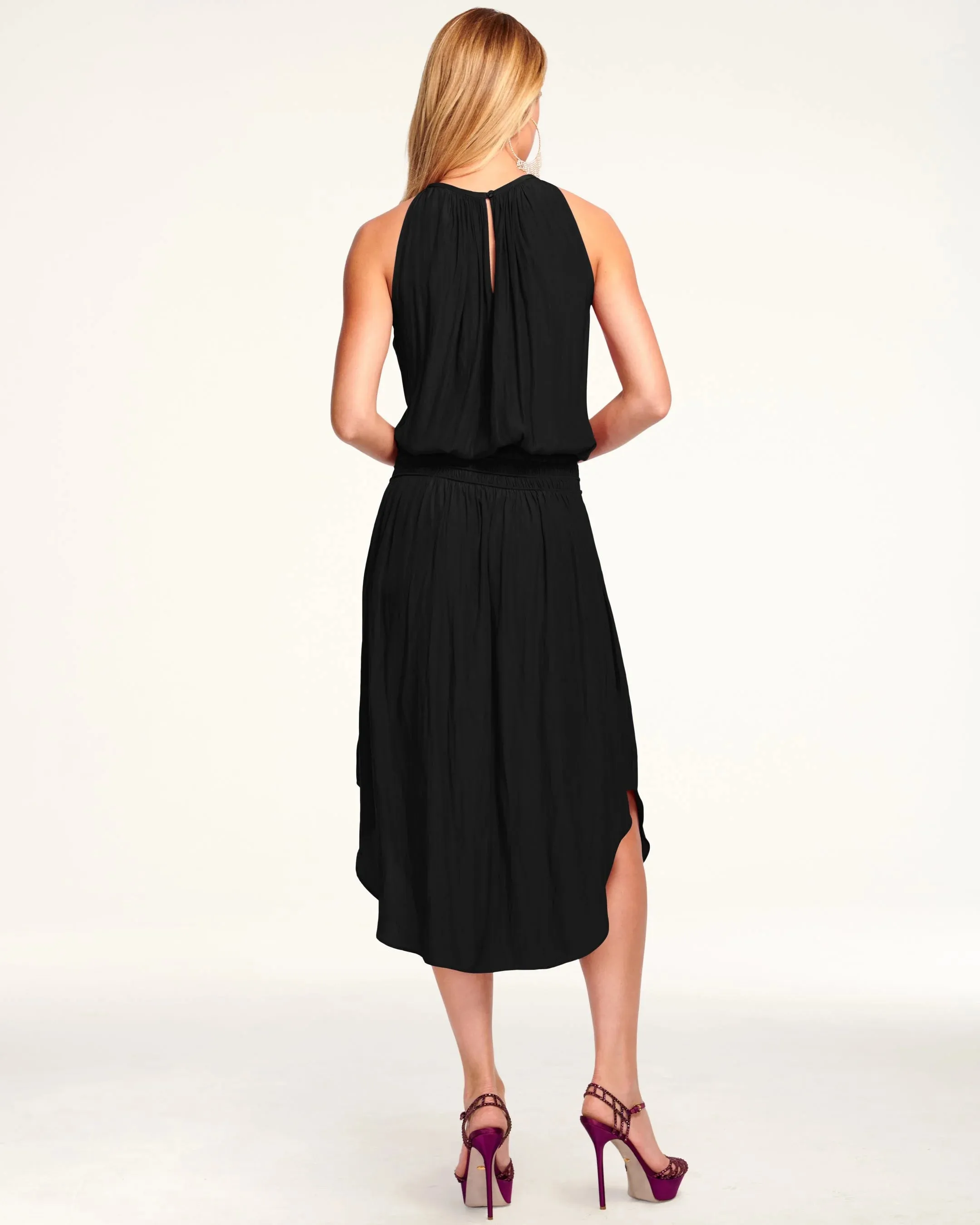 AUDREY SMOCKED MIDI DRESS (BLACK) - RAMY BROOK