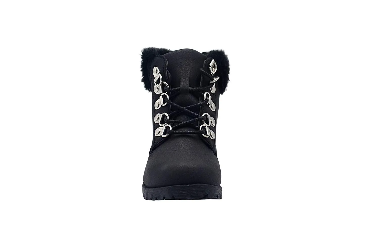 bebe Girls Big Kid Easy Pull-On Lace Up Short Ankle Shimmer Nubuck Boots Embellished with Faux Fur Cuff