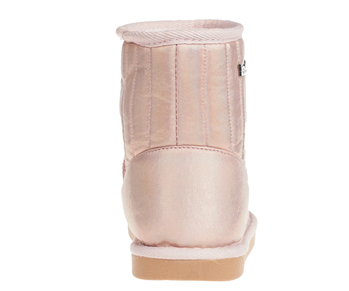 bebe Girl's Winter Boots Fur Boot Cuffs Sherpa Lined Shearling Microsuede Boots - Warm Boots For Girls, Rose Gold