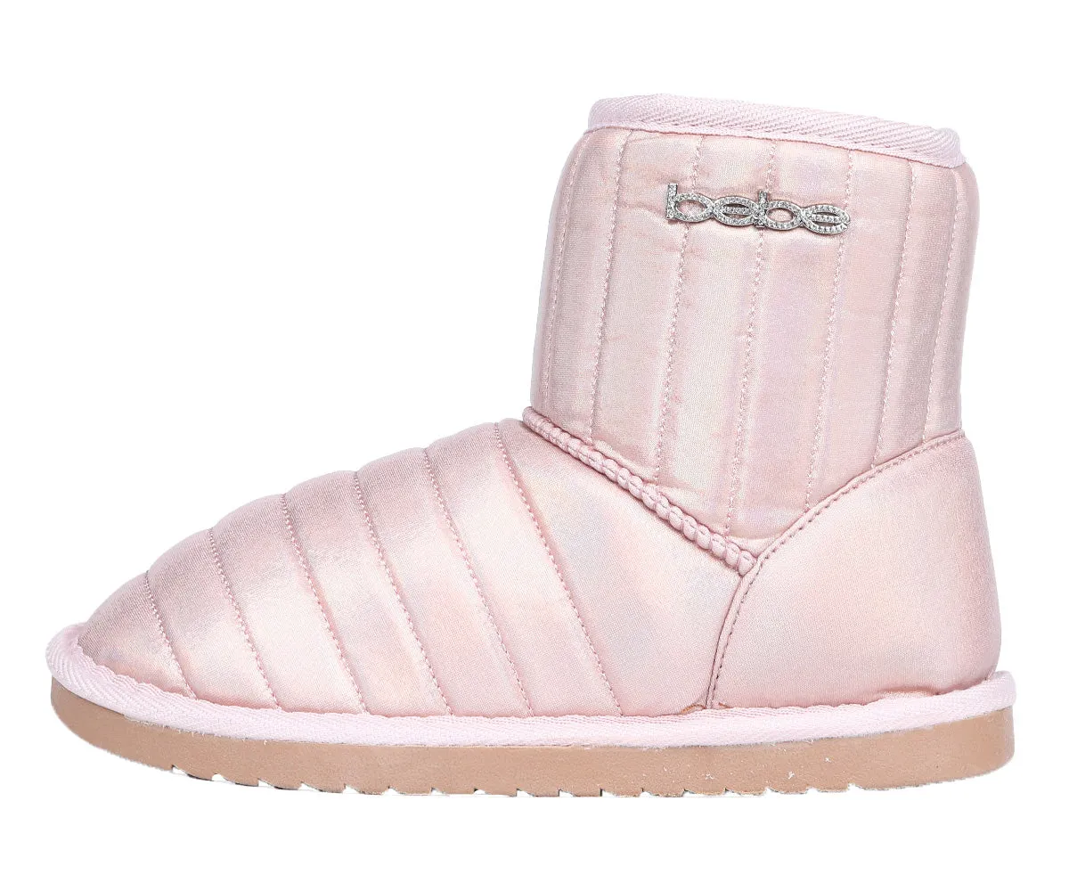 bebe Girl's Winter Boots Fur Boot Cuffs Sherpa Lined Shearling Microsuede Boots - Warm Boots For Girls, Rose Gold