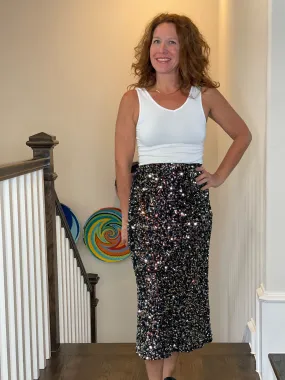 Black Sequin Skirt