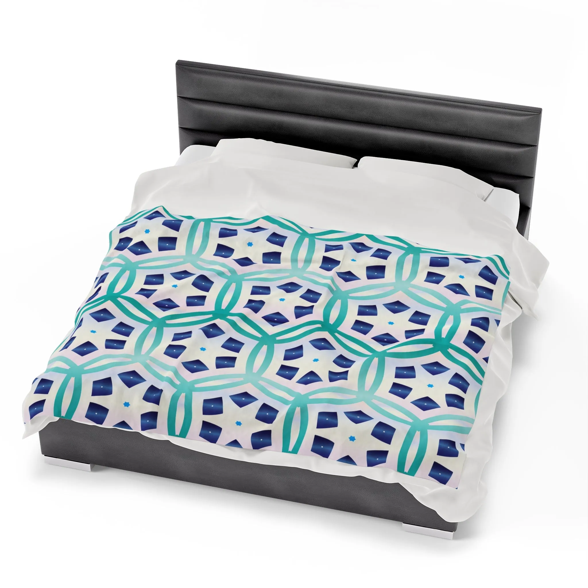 Blue Hexagon Velveteen Plush Blanket