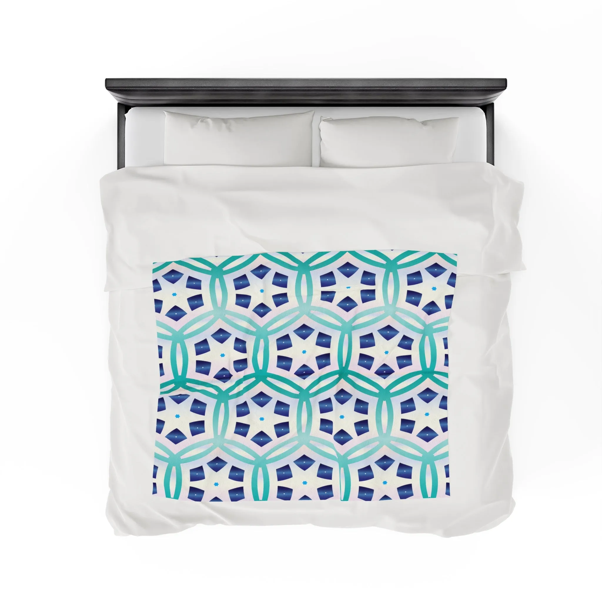 Blue Hexagon Velveteen Plush Blanket