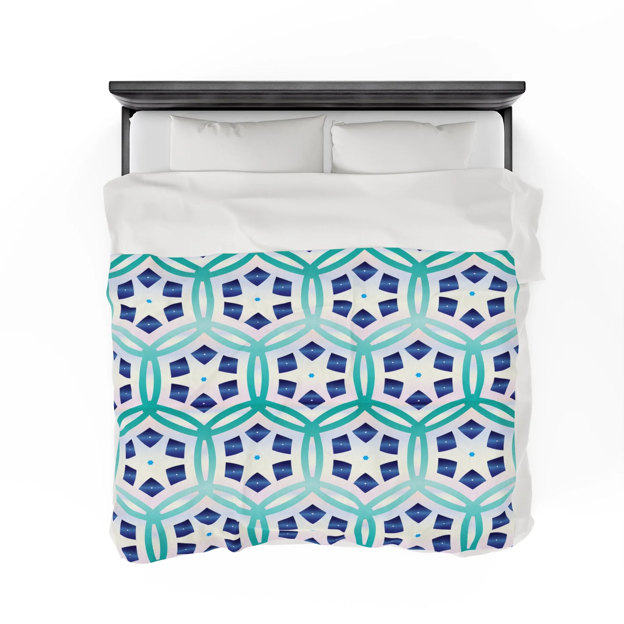 Blue Hexagon Velveteen Plush Blanket