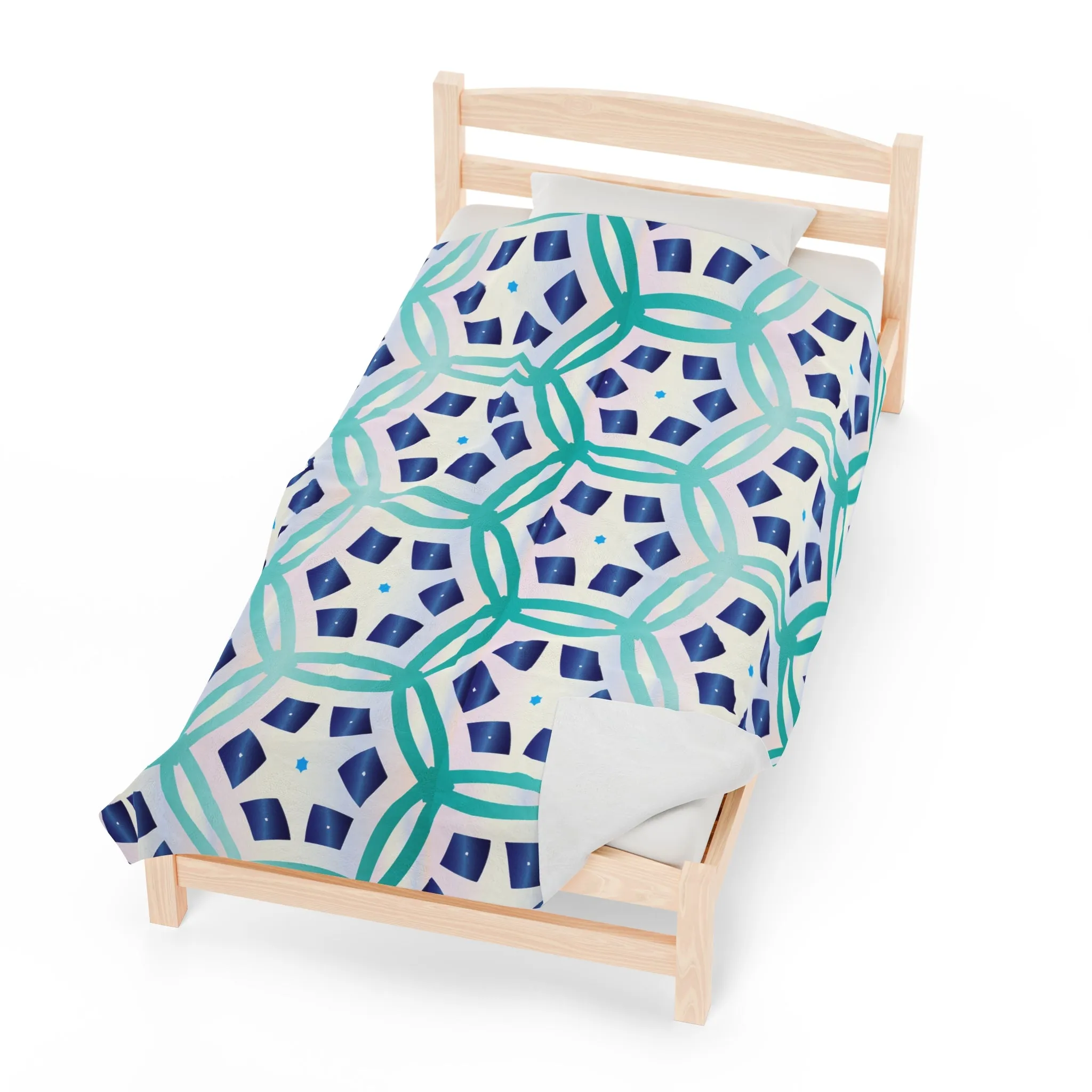 Blue Hexagon Velveteen Plush Blanket