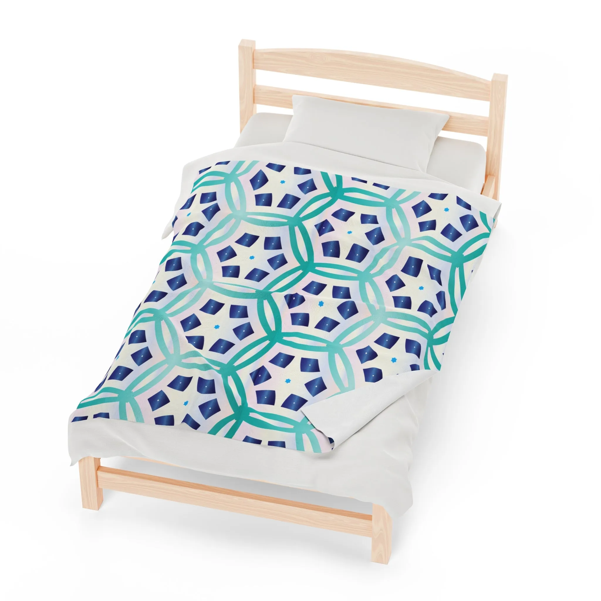 Blue Hexagon Velveteen Plush Blanket