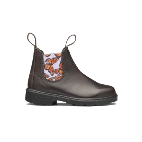 Blundstone Brown With Butterfly Lilac Elastic Kids' Boot