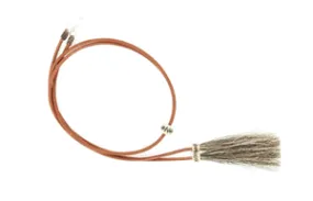 BROWN LEATHER STAMPEDE STRING W/ BRAIDED HORSEHAIR SLIDE