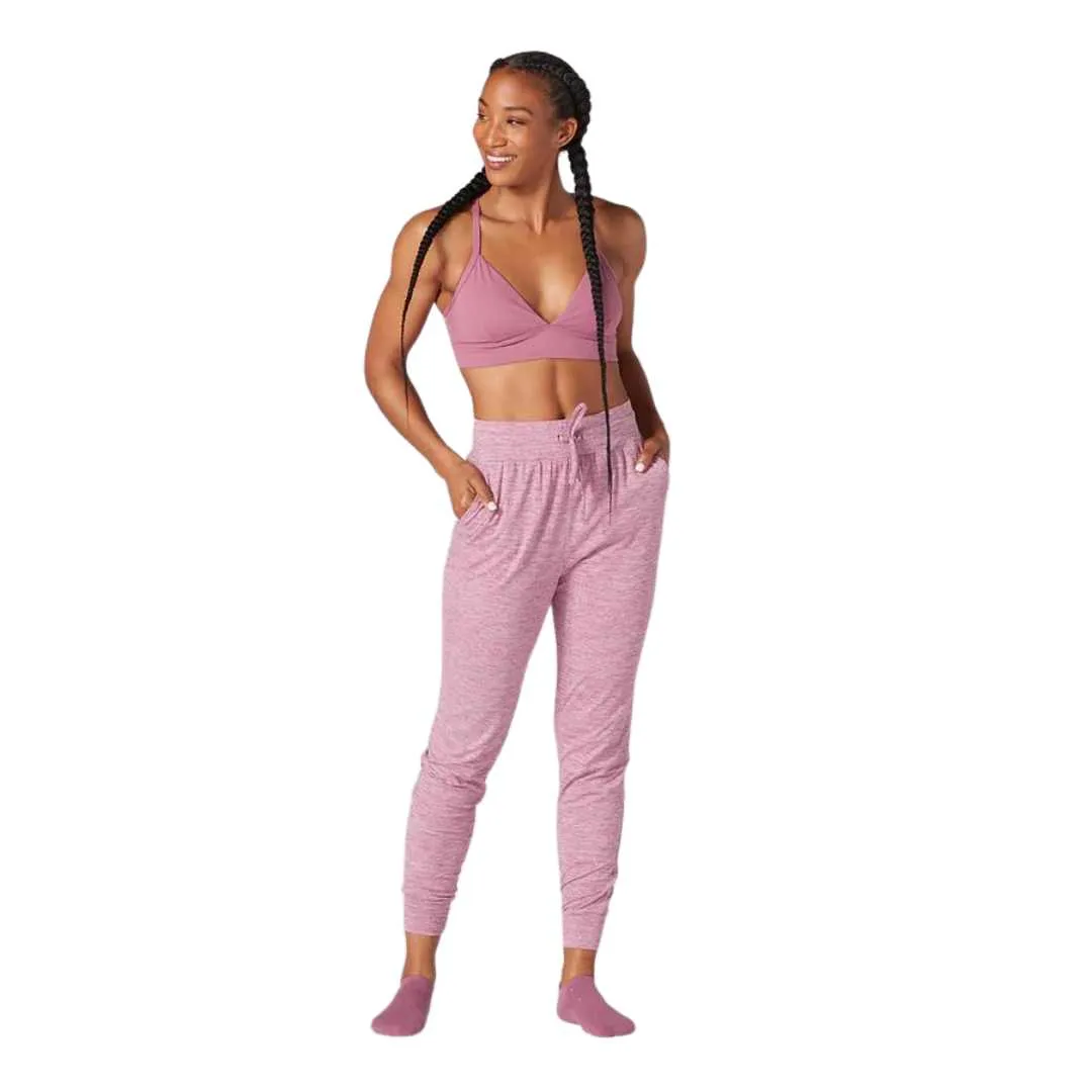 BRUSHED TEC KNIT HIGH WAISTED JOGGER - BERRY SPACE DYE