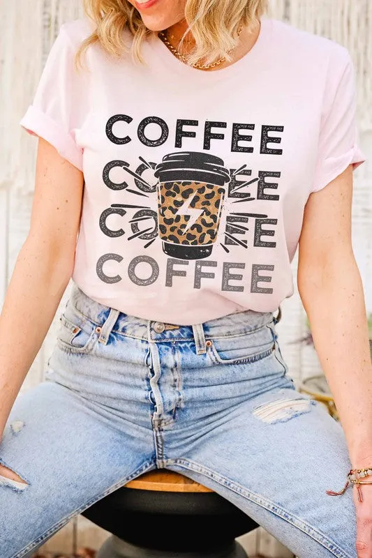 COFFEE LIGHTING LEOPARD GRAPHIC TEE