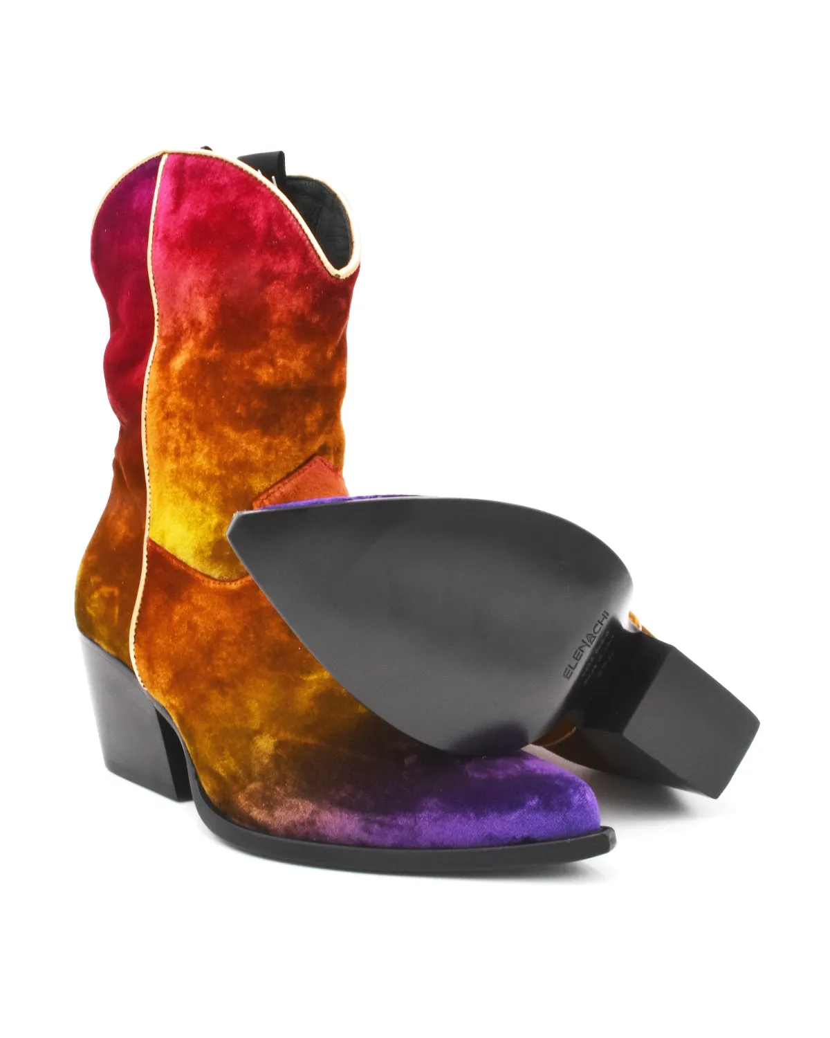 Elena Iachi Psychedelic Velvet Western Boot