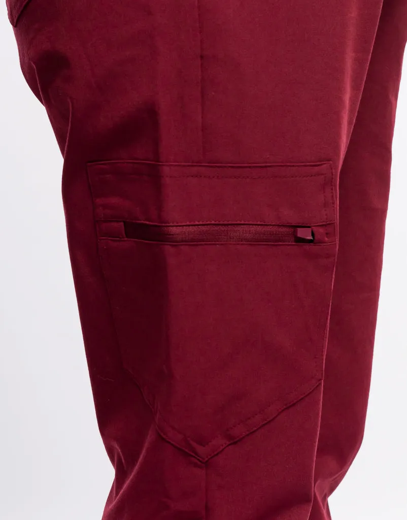 Essential Maternity Jogger Scrub Pants - Cordorvan Red