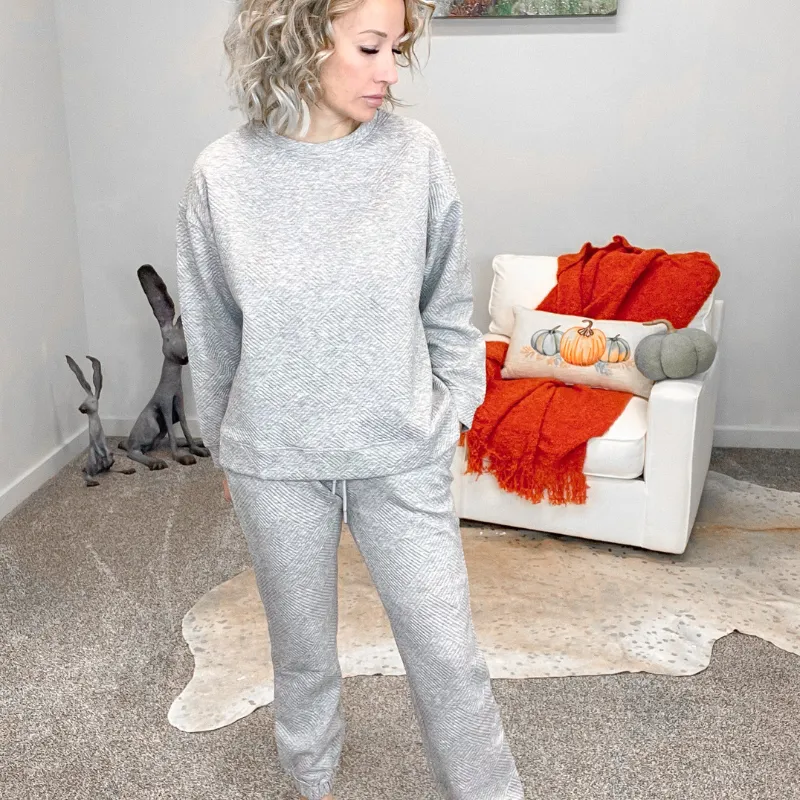 Grey Textured Jogger Pants