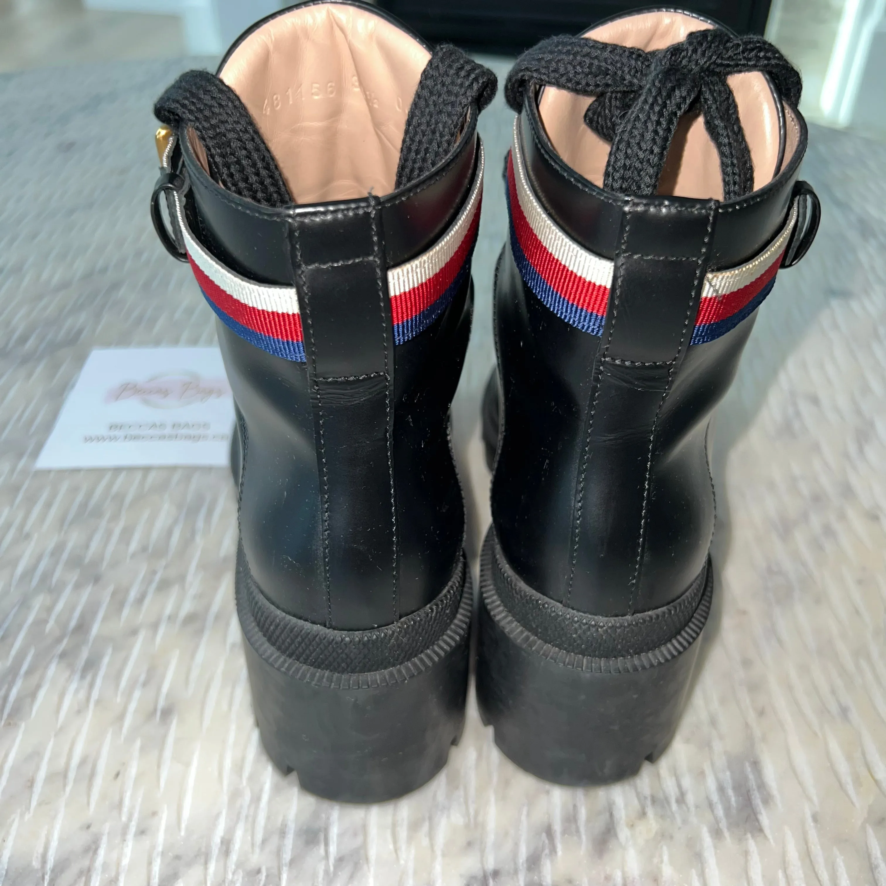 GUCCI Black Leather Sylvie Boots