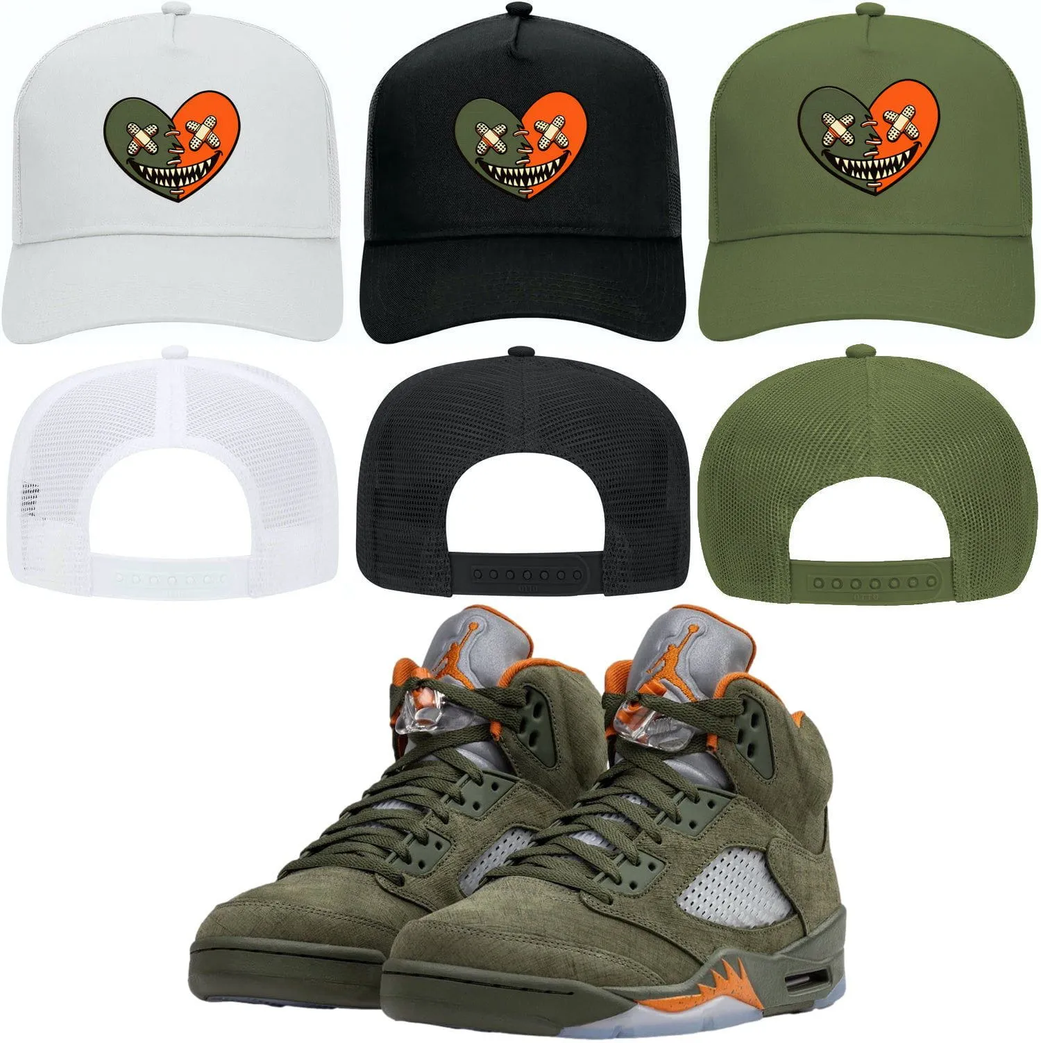 Jordan 5 Olive 5s Trucker Hat to Match : CELADON HEART BAWS