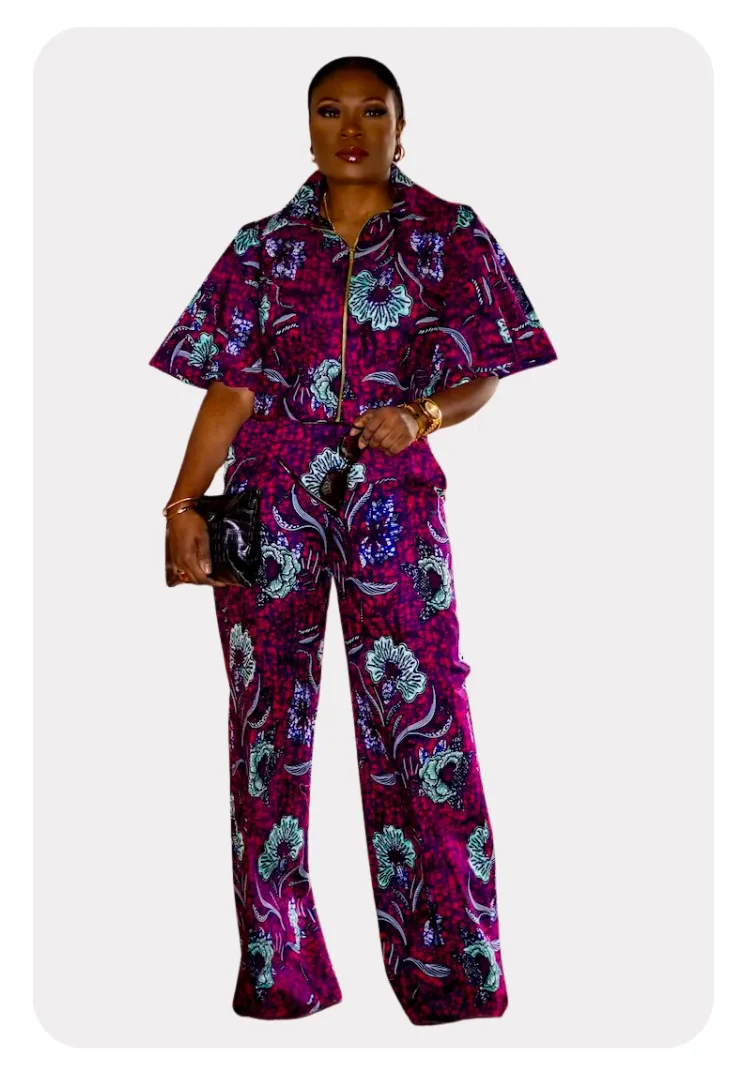 Magenta Floral Pants| Set