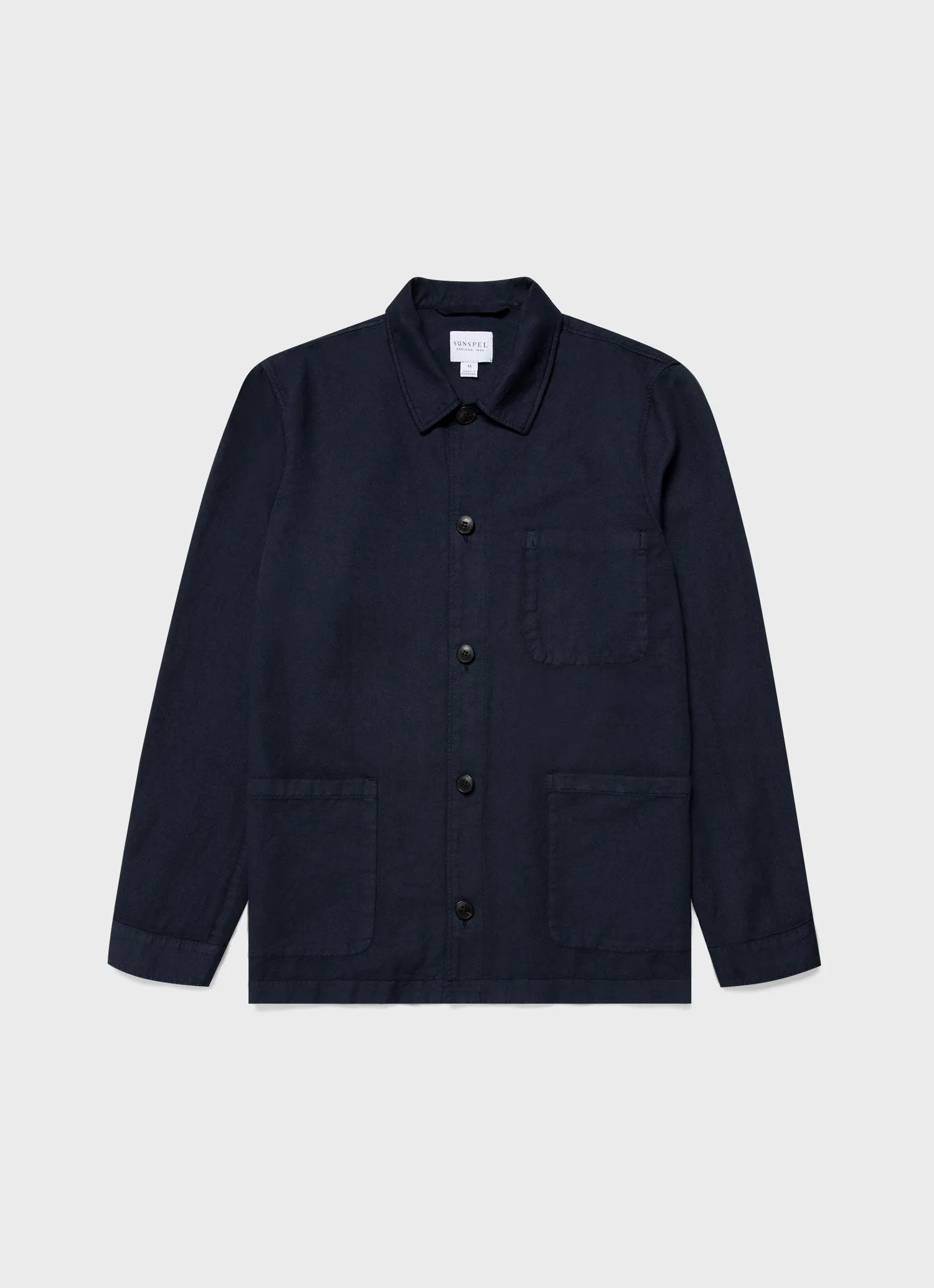 Men's Cotton Linen Twin Pocket Jacket in Navy