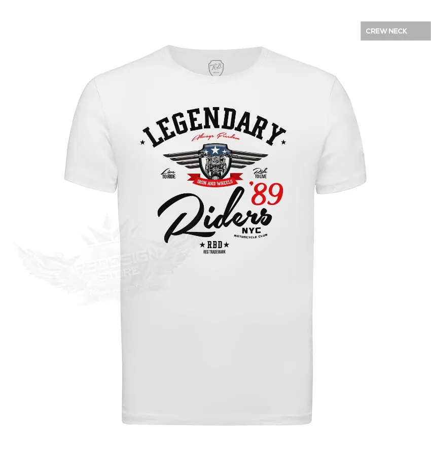 Men's White T-shirt Legendary Riders NYC Motorcycle Club MD876