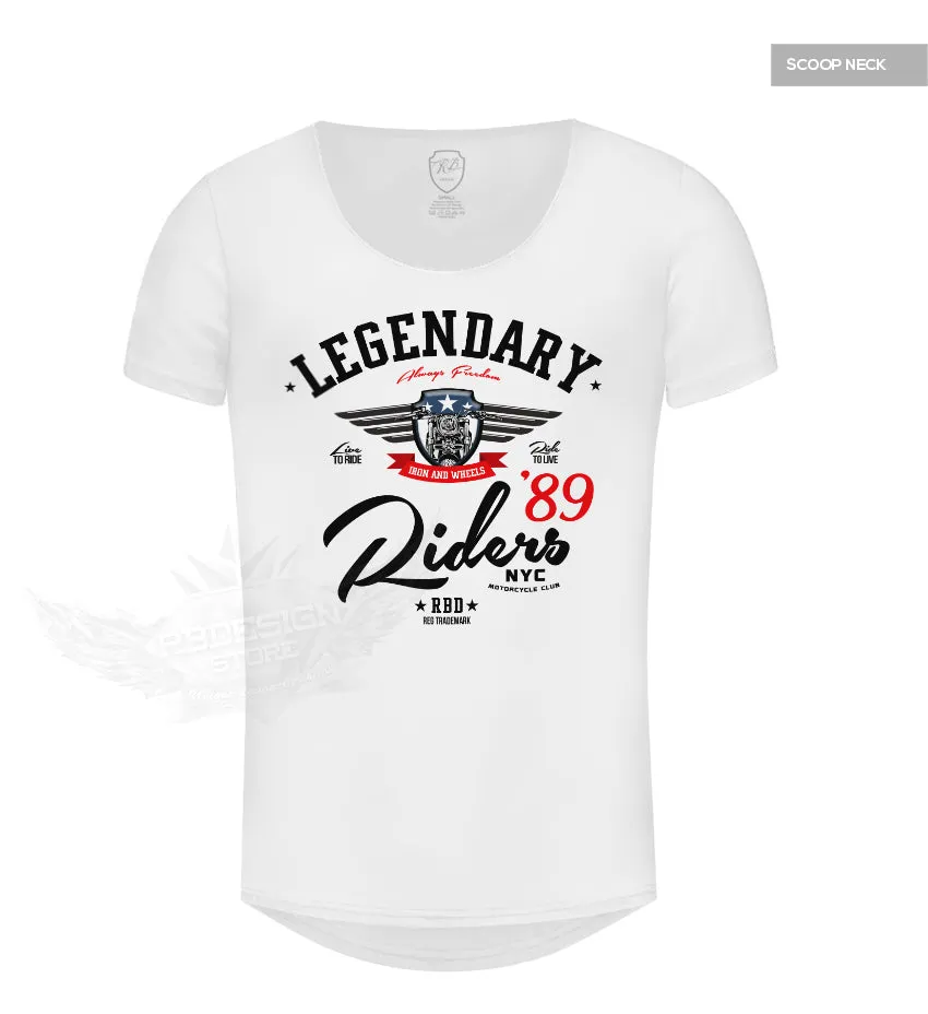 Men's White T-shirt Legendary Riders NYC Motorcycle Club MD876