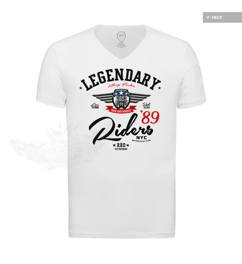 Men's White T-shirt Legendary Riders NYC Motorcycle Club MD876