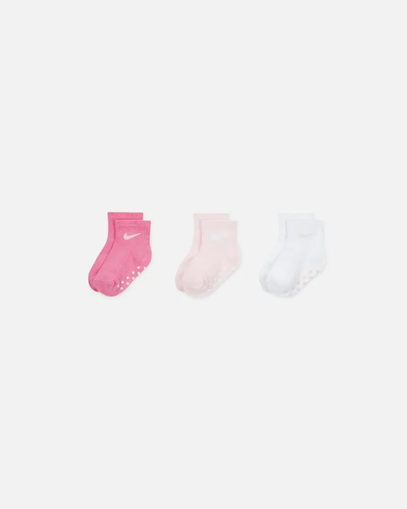 NIKE INFANT'S SWOOSH 3 PACK WHITE/PINK SOCKS