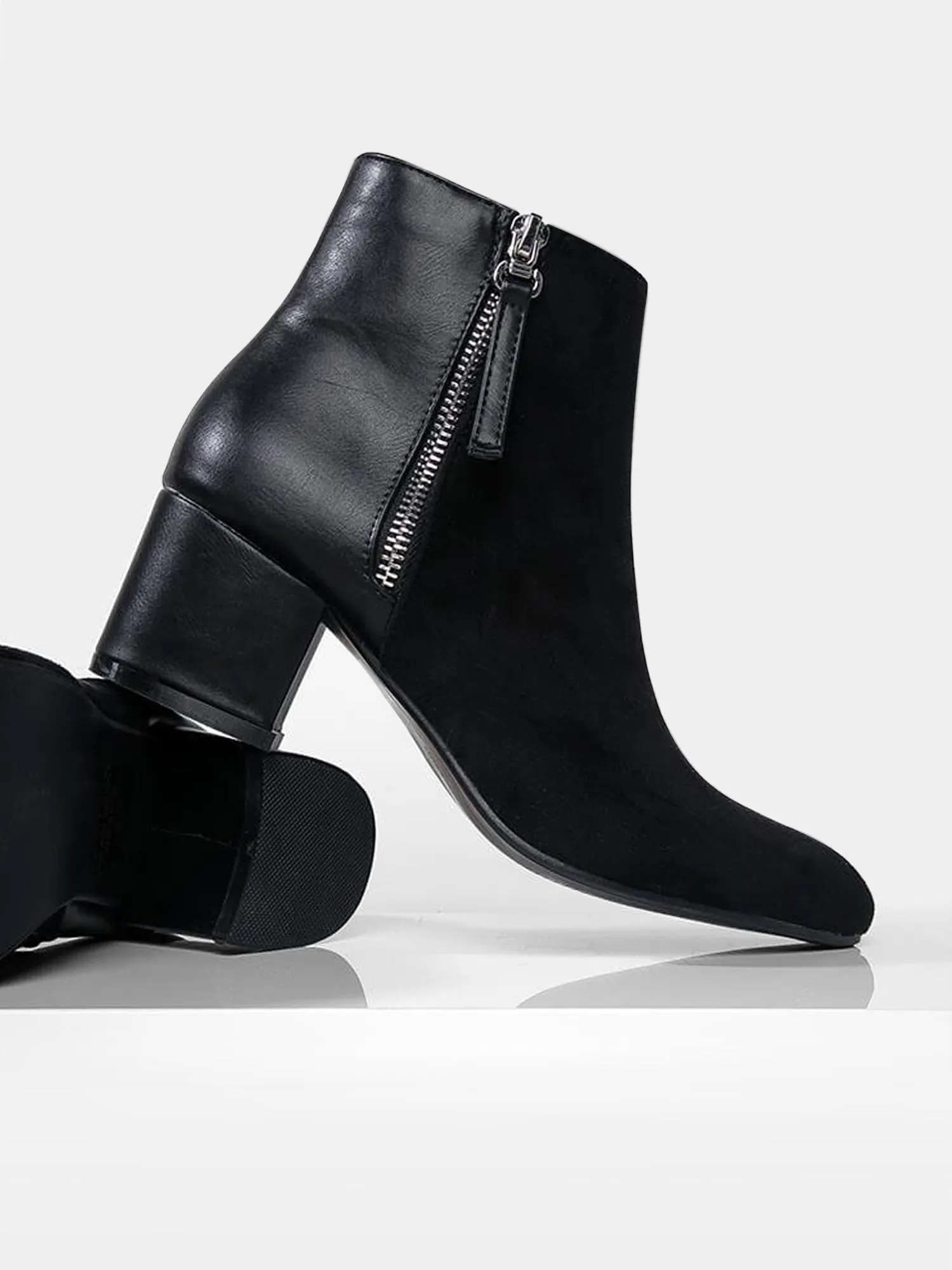 Pointed Toe Zip Ankle Boots