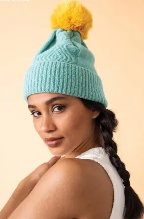 Powder - Ingrid Bobble Hat - Aqua/Mustard