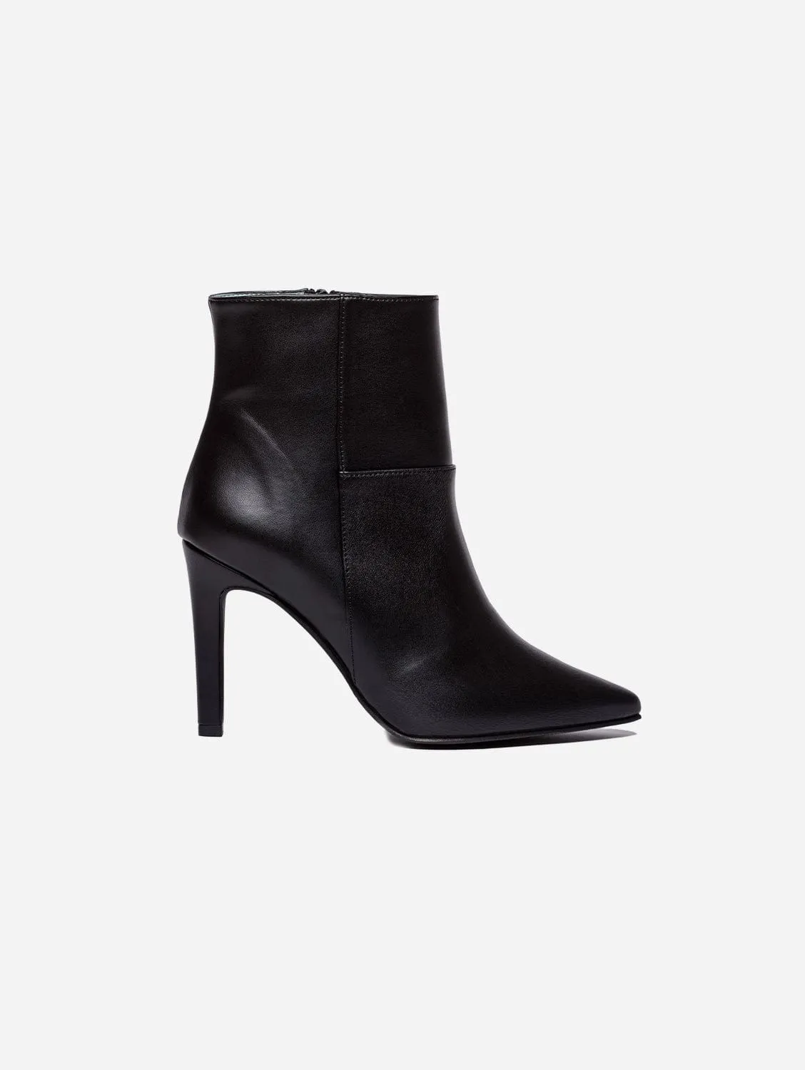 Rose Vegan Apple Leather  Heeled Ankle Boots | Black