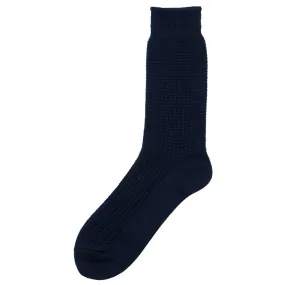 RoToTo - Cotton Waffle Crew Socks - Navy