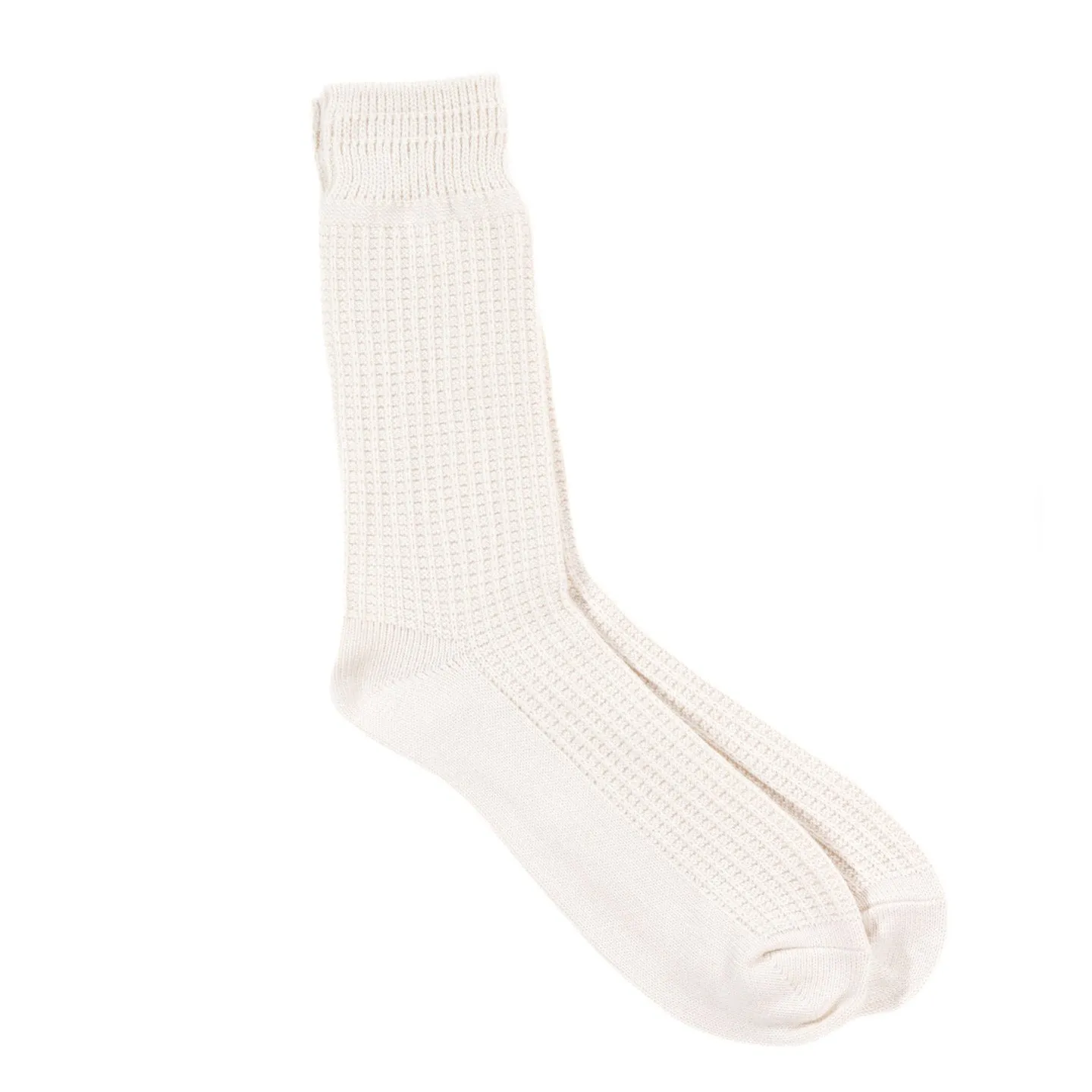 ROTOTO COTTON WAFFLE SOCKS RAW WHITE