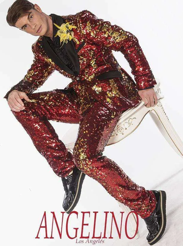 Sequin Suits New R. Red/Gold - Sequin - Mens - Suits