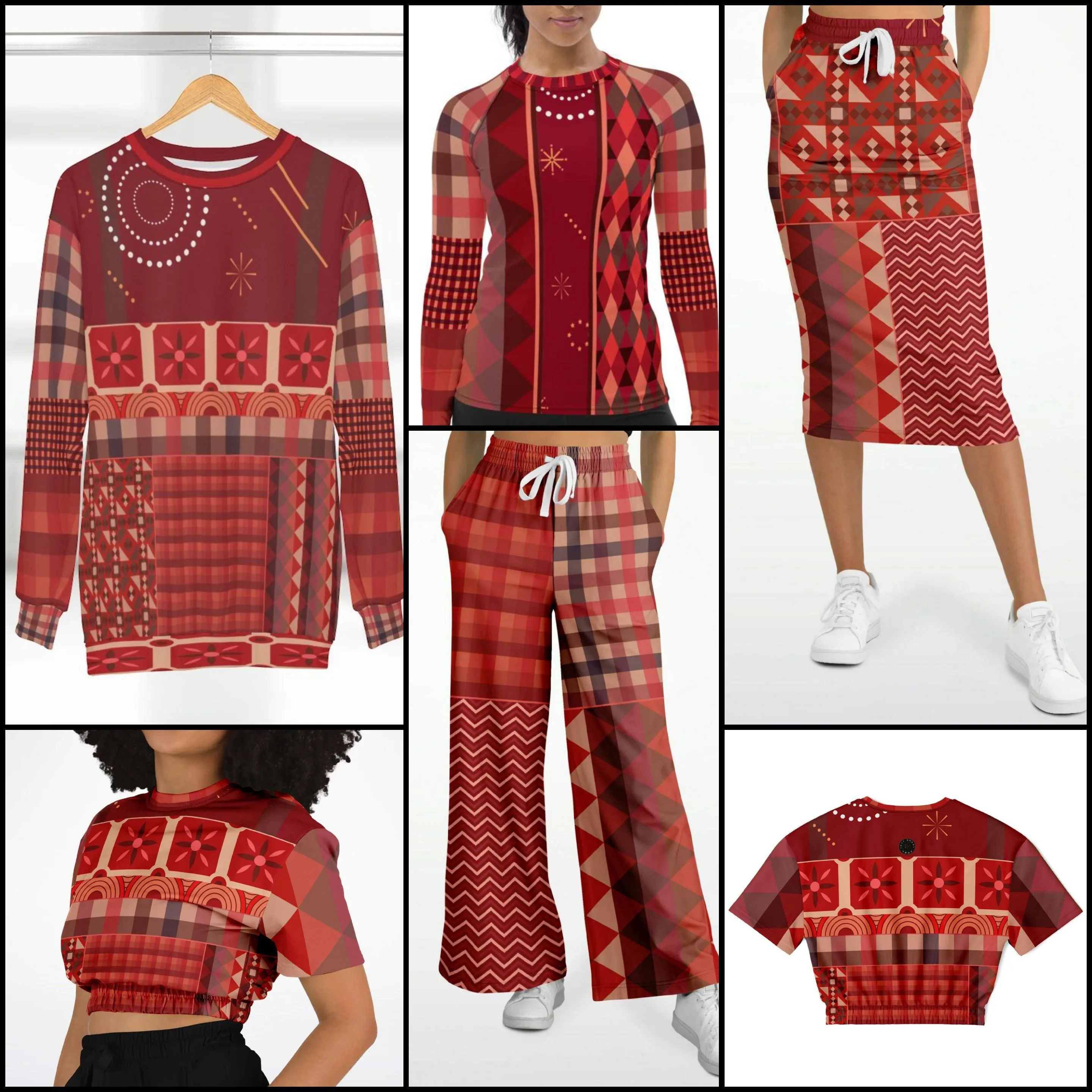 Toscana Red Eco-Poly Stretchy Phat Bellbottoms