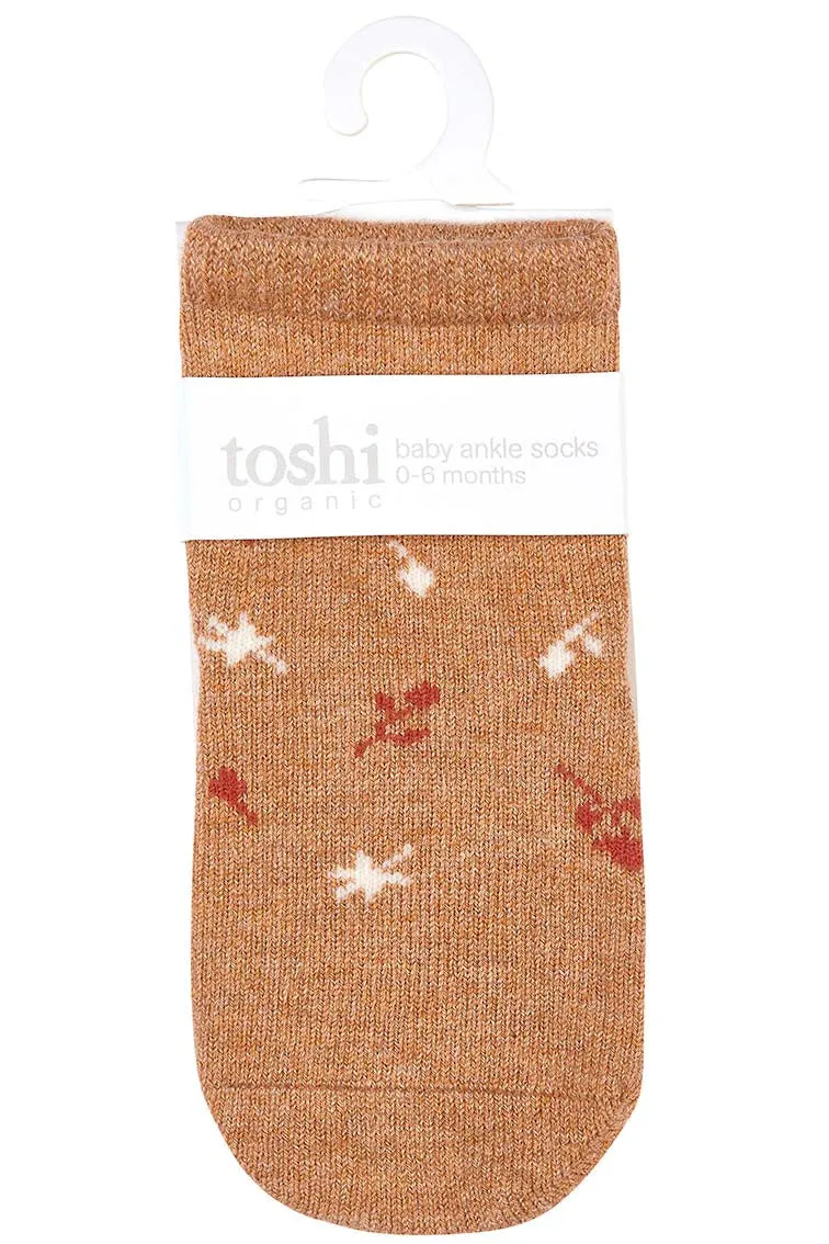 Toshi Organic Baby Socks Jacquard MAPLE LEAVES