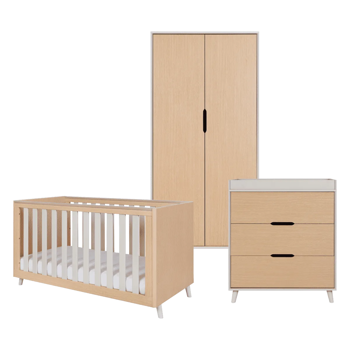 Tutti Bambini Fika 3pc Room Set - Light Oak/White Sand