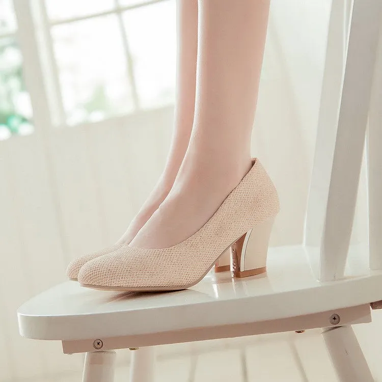 Women's Pointed Toe Chunky Heels Pumps