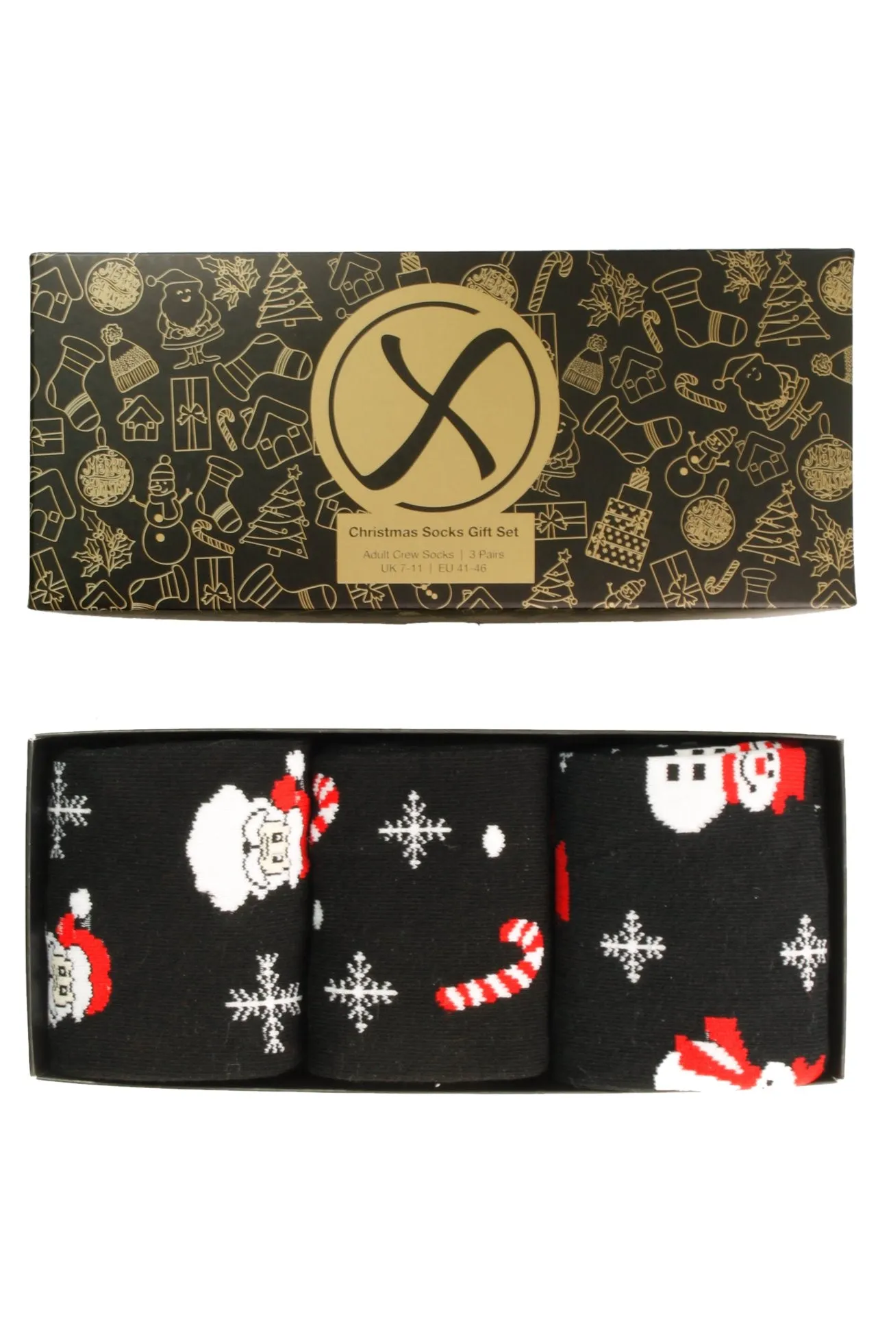 Xact Mens Christmas Xmas Socks Gift Box - UK 7-11 (3-Pack)